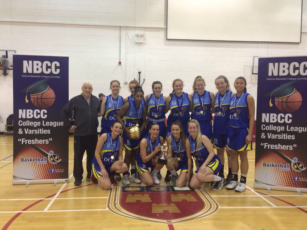 muirtheimhne's tweet photo. DCU Ladies basketball team @DCUBasketball with their League Winners &amp; MVP trophies after winning the @eirecollegeball Division  1 College League championship today! Congrats to team &amp; coach @MarkInglernr! https://t.co/QQs1waq9nt