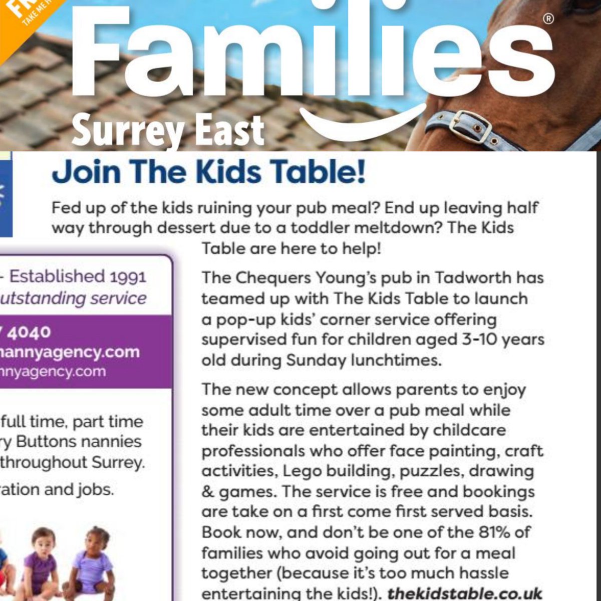 TheChequersKT20's tweet image. Word is out! Sunday's here @TheChequersKT20 with @TheKidsTableUK =Perfect family dining. Make sure you book a table for you &amp;amp; your tribe... Easter Sun already looks to be in high demand (but don't worry, we're ready!) @BansteadMums @getsurrey @WOIBanstead @EpsomMums @YoungsPubs