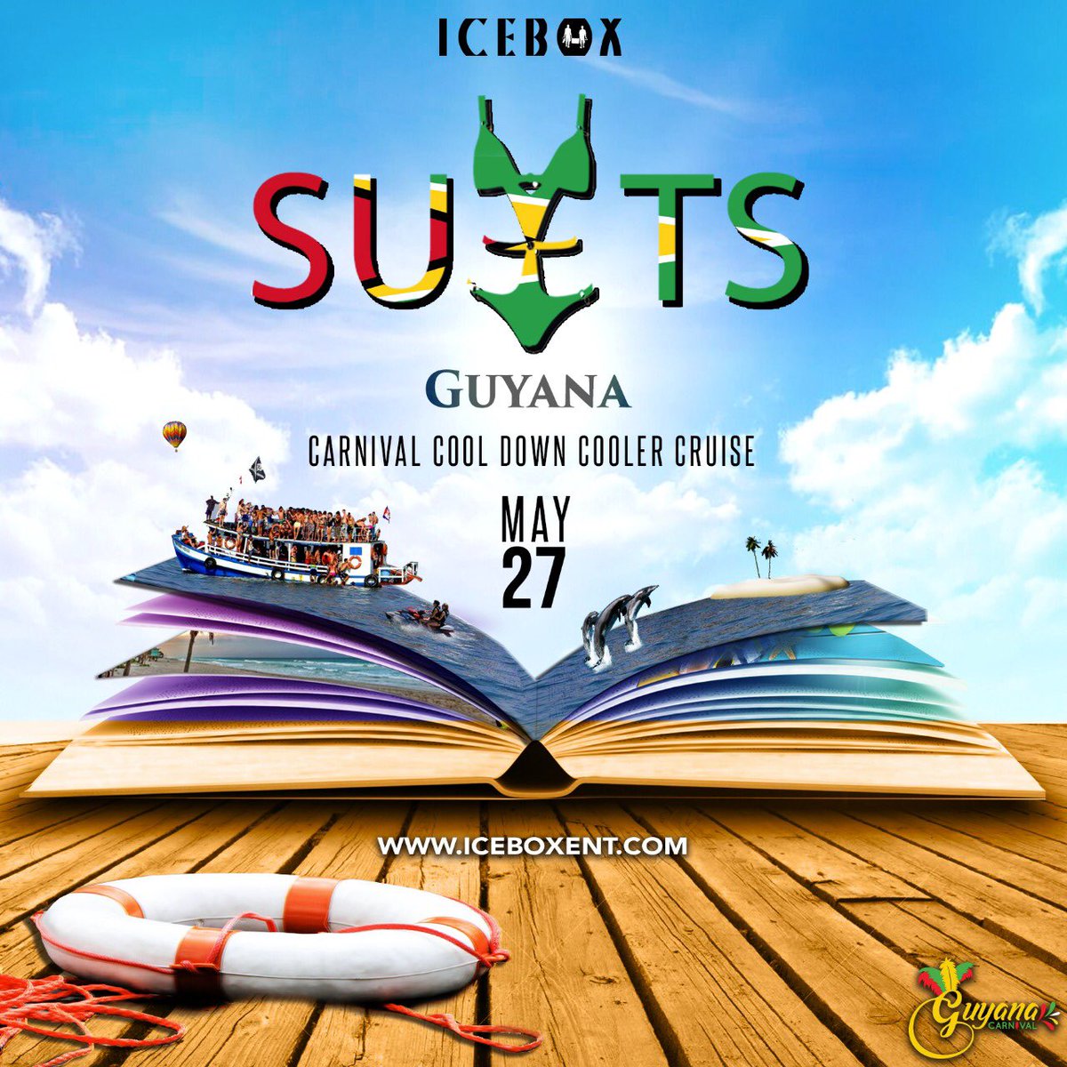 IceBoxEnt's tweet photo. 🇬🇾SUITS GUYANA- We comin'! 🇬🇾
Tickets are LIVE❗❗❗
Get them now: https://t.co/wxeWqOoSkV
#GuyanaCarnival2018 #IceBoxEnt #OnePumpIsNeverEnough https://t.co/zt0tH4cUaA