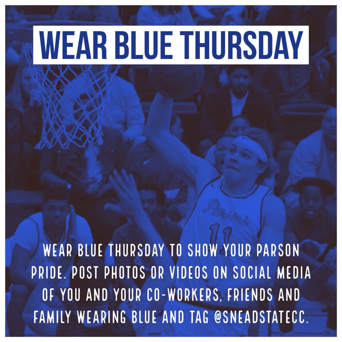 Alumni, join us in showing support for our Men's Basketball Team by wearing blue tomorrow and wishing them well before they compete in the NJCAA Men's Division I Championship. #ParsonNation