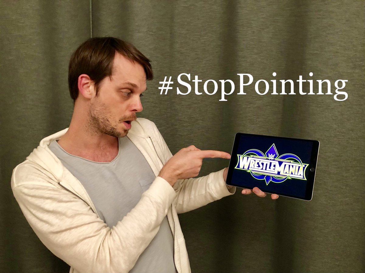 TaylorGuy's tweet photo. #WrestleMania summed up in 2 words. #StopPointing
Please. https://t.co/BCSoD6Ygio