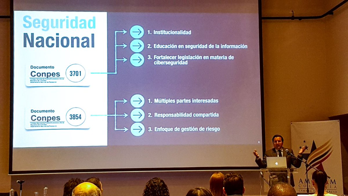 mclacouture's tweet photo. Las empresas y ciudadanos cuentan con una institucionalidad en materia de seguridad digital para la protección ante diferentes tipos de ciberataques: @lunadavid #DiálogosAmChamCol @Ministerio_TIC @AmChamCol https://t.co/inxiyvXMZj