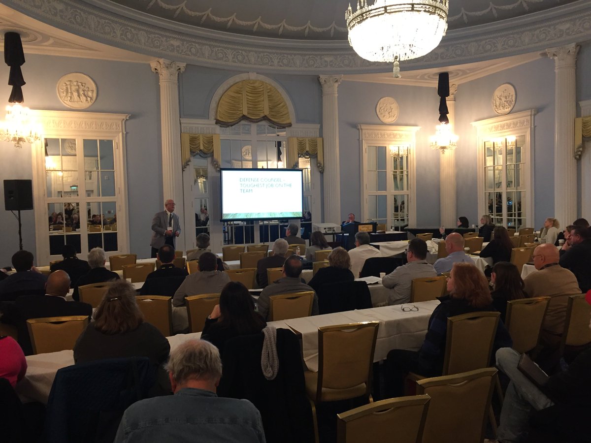 matcp02's tweet photo. Jeff Fanto and David Wallace speaking during session 6 about the defense attorney and the prosecutor. #MATCP18 https://t.co/G9yMbxM8FB
