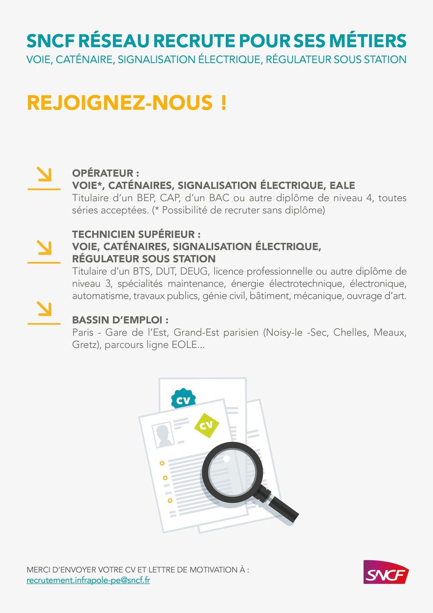 TiphaineAudbt's tweet photo. L’#InfrapolePE recrute ! Venez découvrir nos métiers Infra chez @SNCFReseau pour maintenir nos @LIGNEP_SNCF @RERE_SNCF #SNCF #sncfreseau #maintenanceettravaux #MT #RECRUTEMENT https://t.co/jHS6U7XKlG