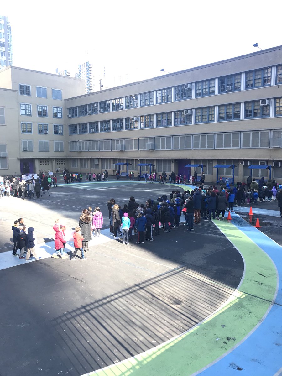 PS452NYC's tweet photo. PS452 students &amp; staff held a “Gathering of Inclusion” assembly this morning. Students made signs with messages of positivity &amp; support, recited our Upstander Pledge &amp; walked the track together to show the incredible strength of our community. #inside452 #NationalSchoolWalkout https://t.co/mkDZxoZqgo