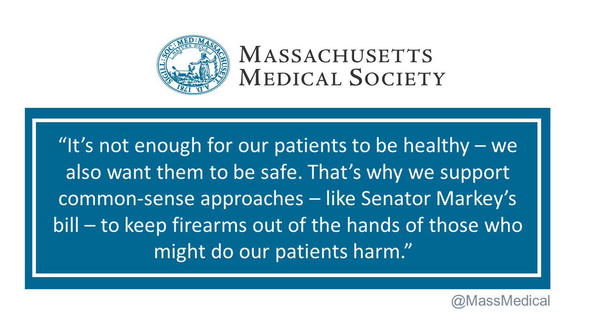 MassMedical's tweet photo. Doctors care about #gunviolence because doctors care about their patients. That's why MMS is proud to support @SenMarkey's #MASSact, which will help keep patients safe. https://t.co/m4a3cZo3do https://t.co/KsDZnwEYPd