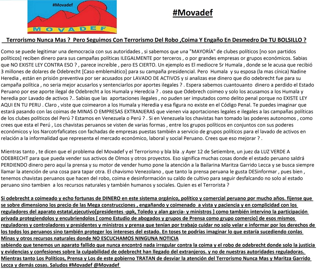 AntauroHumala's tweet photo. ROBAN DE TU BOLSILLO x @Movadef de #AntauroHumala
#MOVADEF #vacaancia #PPk #Peru #MercedesAraoz #UMSM #Antauro #SanMartin #Odebrecht #PPKTraidor #LavajatoPeru #Keiko #Asumare3 #OllantaHumala #Confiep #barata #lavajato #14mar #barcelona #KeikoFujimori #lima #VacanciaPresidencial https://t.co/X1SeMKlNLo