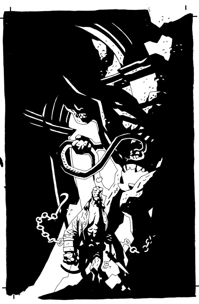 artofmmignola's tweet photo. This was my first attempt at the Hellboy In Hell Omnibus cover. I scrapped it and went with a simpler idea but then finished it just for fun. For a while it looked like it was going to be used for something but now apparently not-- https://t.co/hcBf5vERWK