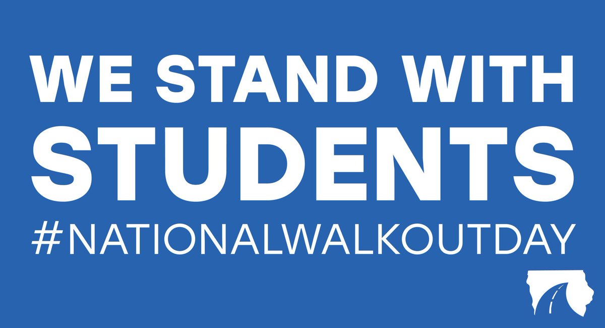 ProgressIowa's tweet photo. To all the students who took a stand for common sense gun reform today, we stand with you. #GunReformNow #SafeIowa #NationalWalkoutDay #NeverAgain https://t.co/ek0NJ0Uj7r