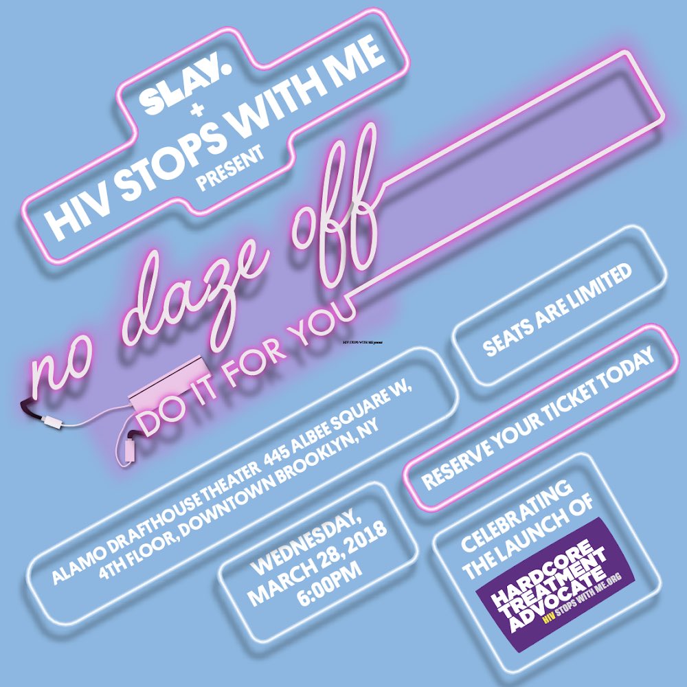 slaytvnow's tweet photo. Join us at the Alamo Drafthouse Theater for an free screening and talk back of our new SLAY Original Series @nodazeoff and "Gentrification" and to celebrate the launch of @_HIVStopsWithMe new campaign. Free popcorn and soda for everyone

RSVP link in bio. Seats are limited https://t.co/vc7IyZQDLE