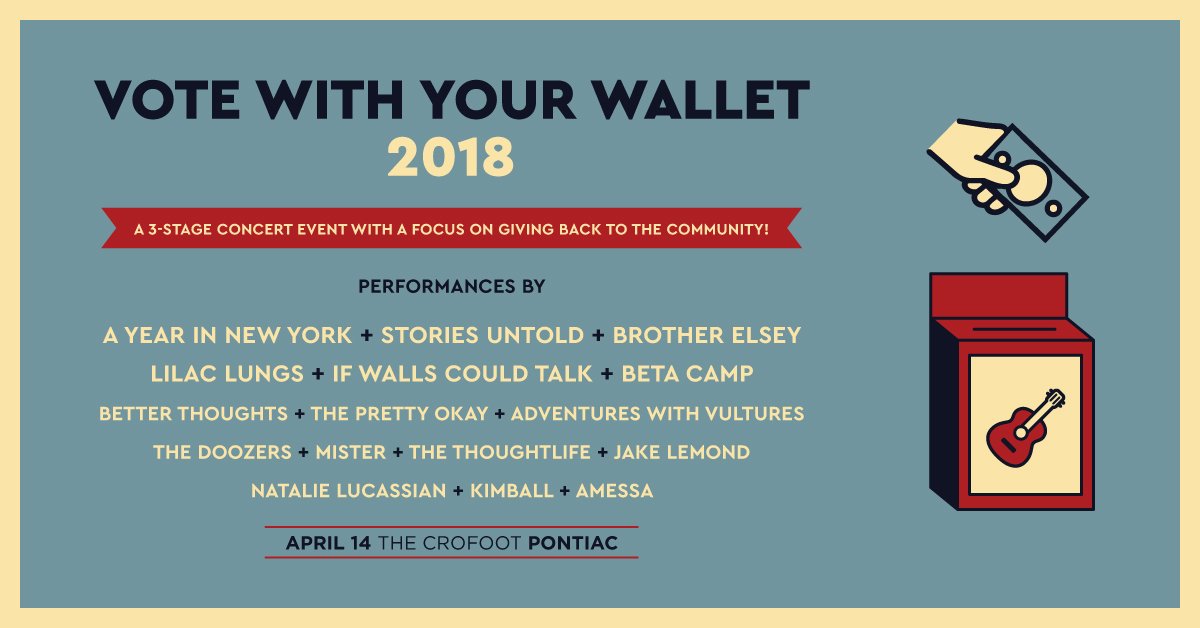 Fusion Shows (@fusionshows) on Twitter photo EXACTLY one month away from this incredible night of music at <a href="/TheCrofoot/">The Crofoot</a>, benefiting four Detroit-area charities!
For more information and tickets: goo.gl/avYJp8 EXACTLY one month away from this incredible night of music at <a href="/TheCrofoot/">The Crofoot</a>, benefiting four Detroit-area charities!
For more information and tickets: goo.gl/avYJp8