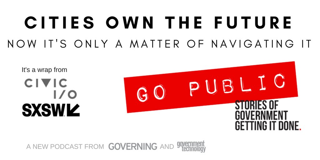 GoPublicPod's tweet photo. Host city @MayorAdler claims the future for cities, putting the self in a @moovelLab self driving car, and @JBWogan, @JuliaMBurrows, @GoverningPhotog, @dustinhaisler and @pwtaylor look back at @usmayors Civic I/O. #MayorsatSXSW Listen: https://t.co/NEfsh8ISOG https://t.co/0lDg9Kkkui
