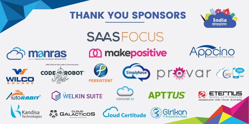 Vinayforce's tweet photo. Special Thanks to #IndiaDreamin17 Aa-La-Carte Sponsors @autorabit | @TheWelkinSuite | @Persistentsys | https://t.co/6pJdeX6uyR  | @Apttus | @eternussolution | @kandisaTech | @CloudGalacticos | https://t.co/ytQ6h4PFAk  | @GirikonLLC on-behalf of entire #IndianSalesforceCommunity https://t.co/nbtOLEnsh5