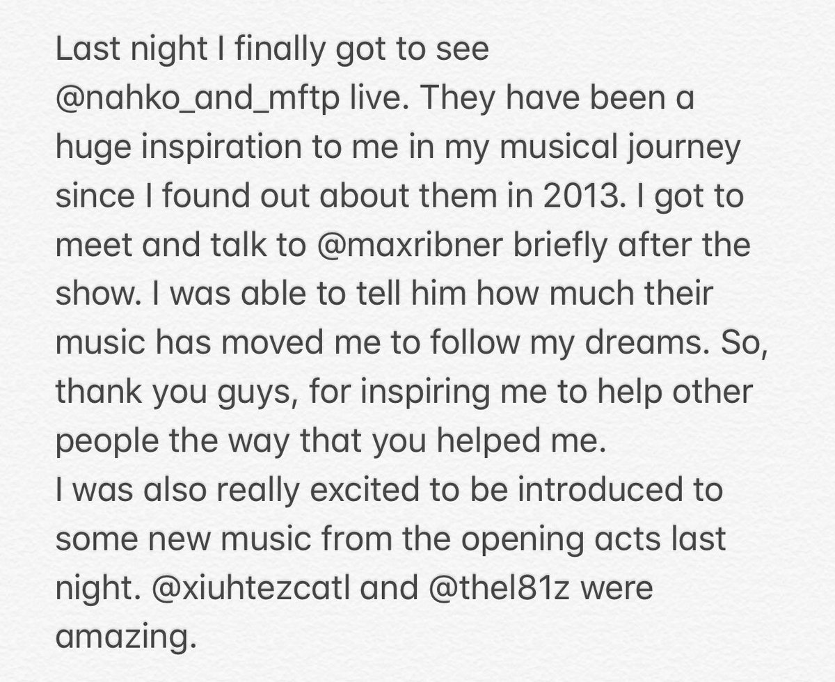 kevinhusa's tweet photo. Last night I finally got to see @nahko_and_mftp live. They have been a huge inspiration to me in my musical journey since I found out about them in 2013. @XiuhtezcatlM and @thelateones were amazing as well! https://t.co/2nOyMf13Fg