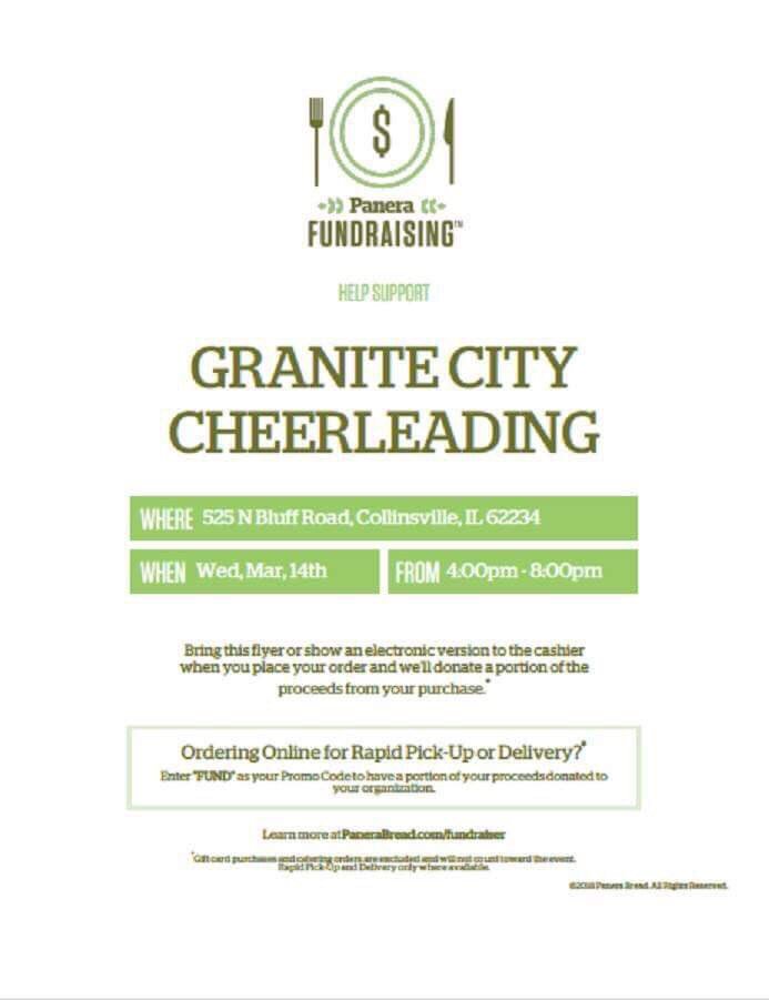 Go eat <a href="/Panera/">Panera Bread</a> in Collinsville TONIGHT to help support Gchs Cheerleaders❗️ Remember to show them this tweet 😁
- Thank in advance Management😘❤️