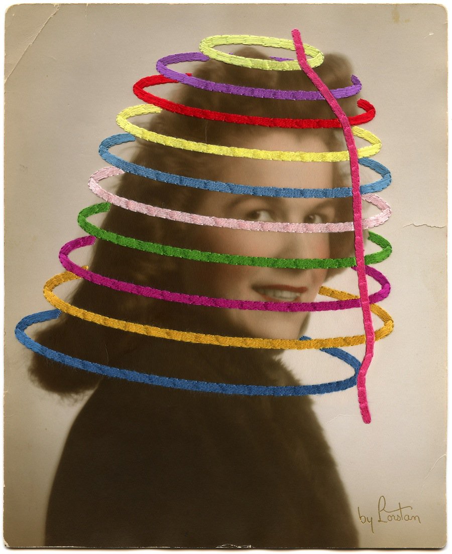 boxwonders's tweet image. Embroidered Found Photos by Artist Julie Cockburn #embroidering #painting #reassembling #photographs