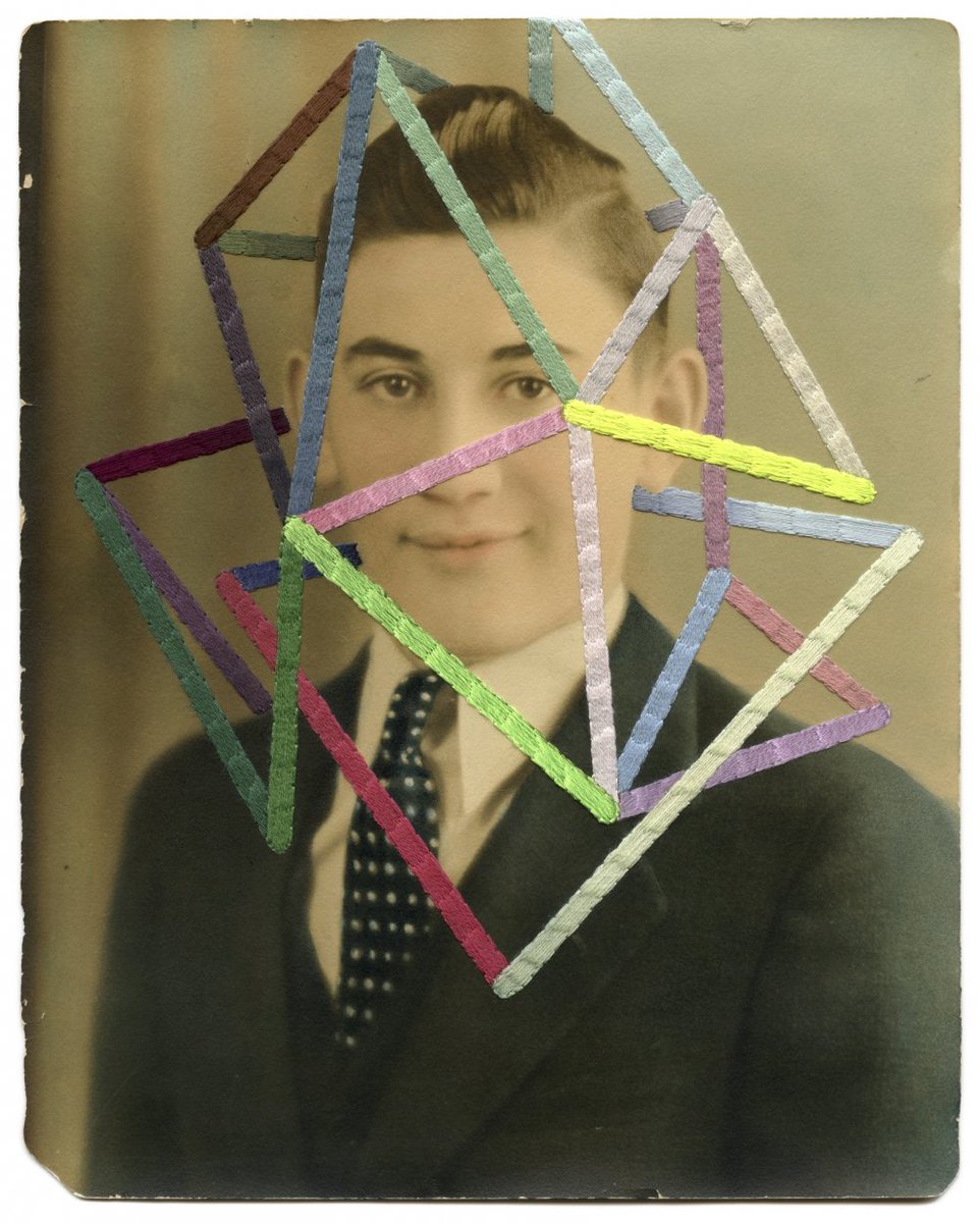 boxwonders's tweet image. Embroidered Found Photos by Artist Julie Cockburn #embroidering #painting #reassembling #photographs