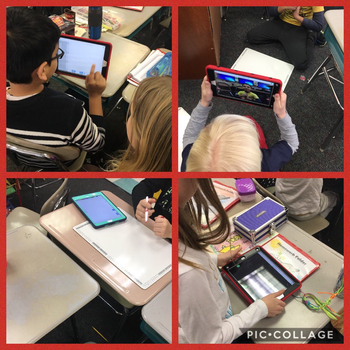 copp1's tweet image. @dde2nd graders get a refresher on @Seesaw #ddeimt #explainit #math #collaborate