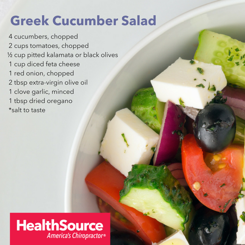 healthsource's tweet photo. Wednesday's are all about wellness, check out this simple greek cucumber salad. #GoodEats #AmericasChiropractor https://t.co/hbMEqCy1Z9
