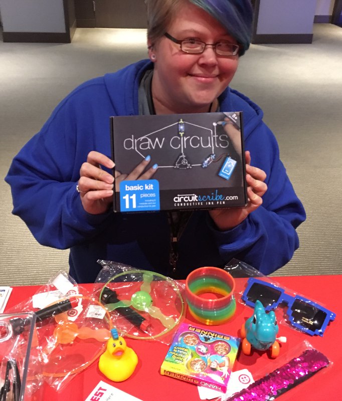 dead_lugosi's tweet photo. Congratulations to @yiska - our top @TwilioQuest high score at #mwphp18 with 2500 points! Here she is pictured with her sweet pile of loot including her 1st place prize, a DrawCircuits kit! Amazing work, Jess! πππΎππΎππ https://t.co/xgmz3RfijQ