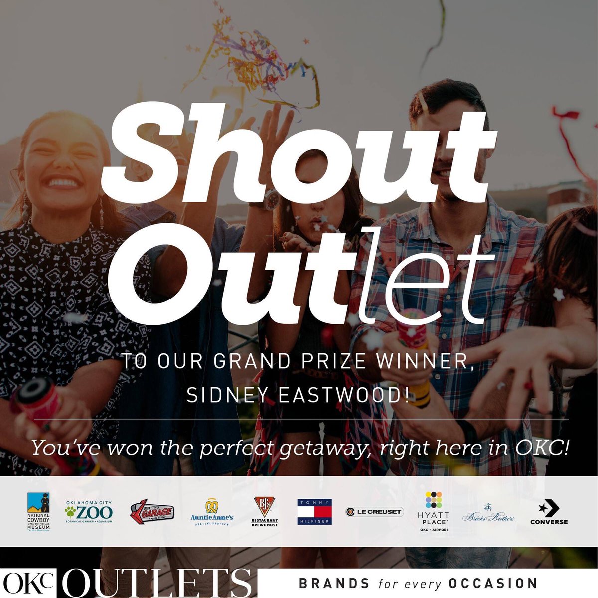 OKCOutlets's tweet photo. We have winners for our Venture Outlet Spring Break Package!
The grand prize winner is Sidney Eastwood.
See graphic for 10 $50 gift card winners.
Congratulations to all, and thank you to everyone that participated in our giveaway! Stay tuned, we'll have more giveaways soon. https://t.co/cGEXJhLm9U