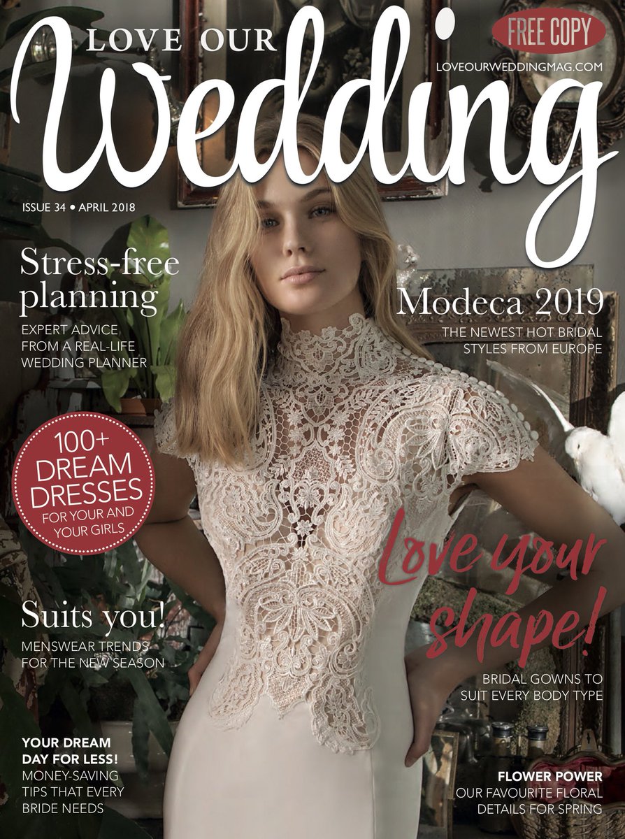 LoveOurWedMag's tweet photo. Here she is, the beautiful brand new cover for Issue 34, starring the amazing @ModecaUK! What do you think, #weddinghour https://t.co/L0uOxNYpbR