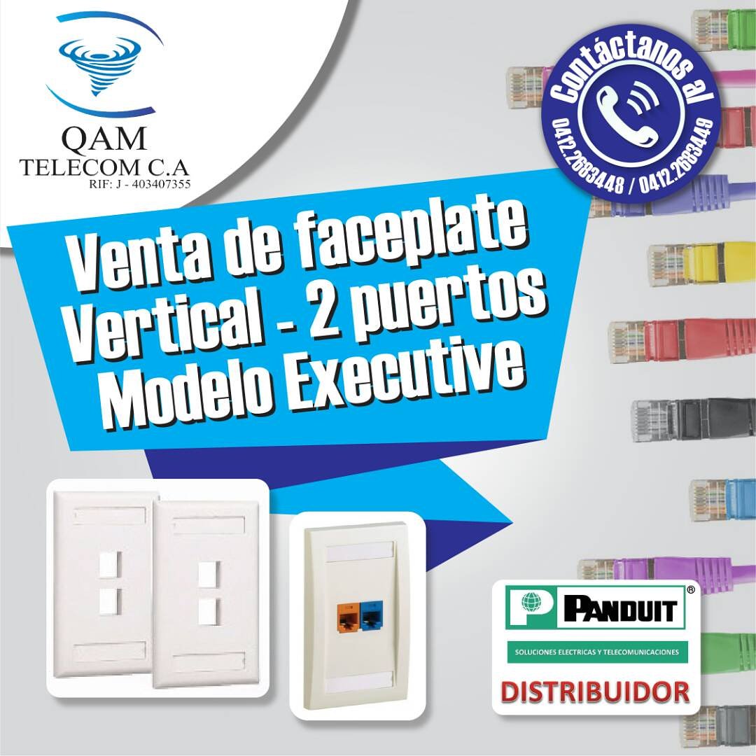 QAMTelecom's tweet image. ➡️Venta de faceplate vertical - 2 puertos. Modelo Executive. 
100% Seguros y confiables. 
Contáctanos:  0412. 2683449/ 0412.2683448