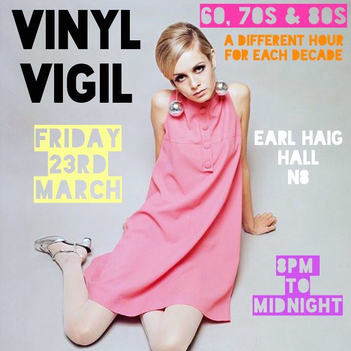 VINYL VIGIL NEXT WEEK! 🙌🏼 Friday 23rd March from 8pm <a href="/earlhaighall/">Earl Haig Hall</a> #letsdothis #crouchend #n8 #60s #70s #80s