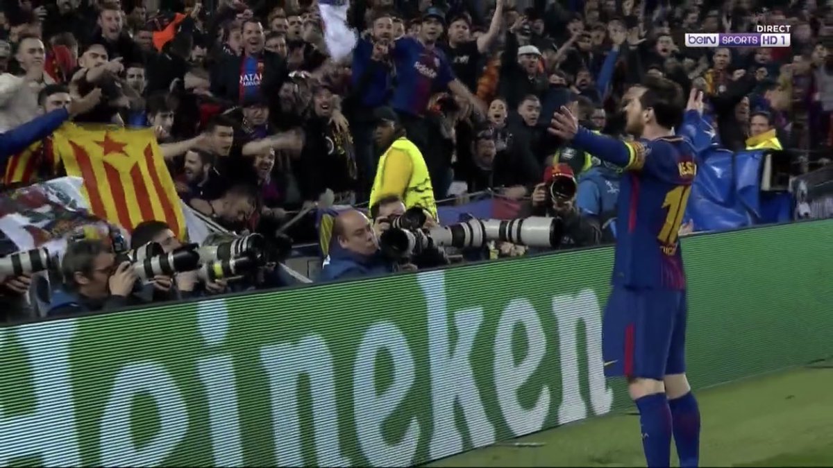 La célébration de Lionel Messi. #FCBCHE 🔥