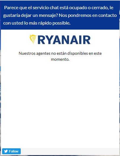 charirollano's tweet photo. @Ryanair_ES @Ryanair 
Así todo el día.Tenía 24 horas para cambiar detalles de unos vuelos, he estado intentándolo 24 horas. En la web aparece "Not possible manage online, contact Cust. service"Por teléfono me colgaban en menos de 30 segundos o nada más cogerlo. Chat inhabilitado. https://t.co/QDAVDpKIqO