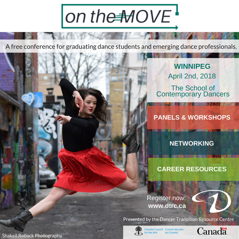 dancetransition's tweet photo. Winnipeg dancers! Register now for "on the MOVE" on April 2nd - topics include grants, managing finances, harassment in the workplace and more! https://t.co/fmrpkghwLF https://t.co/4DyUYpl86d