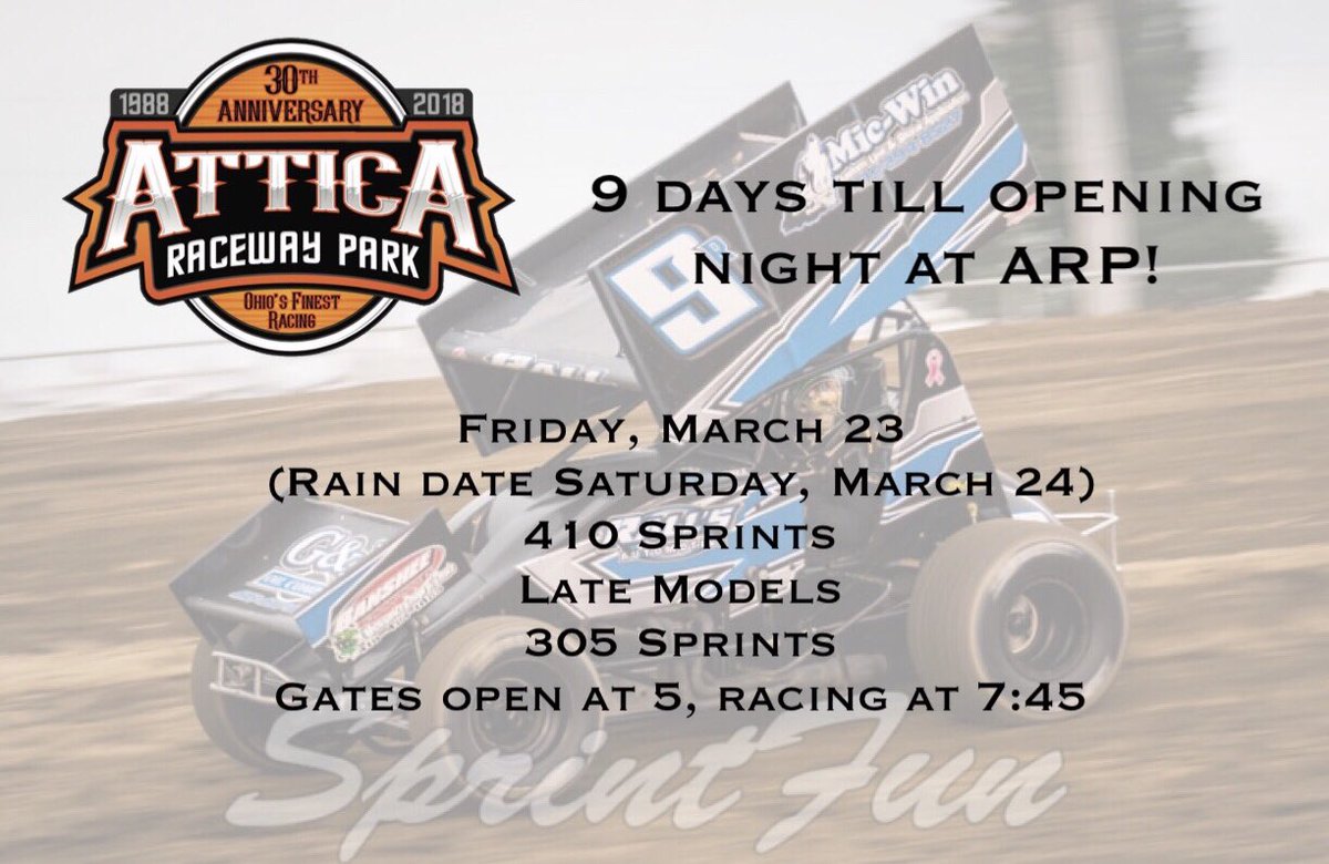 atticaracewyprk's tweet photo. Season passes available by calling Rex at 419-680-5606!  
General admission $325
Pit pass $500
Each pass is good for 1 admission to every show at ARP during the 2018 season including 5 All Star races, the World of Outlaws/Brad Doty Classic &amp; the American Ethanol Late Model event! https://t.co/HRSKpUxaAa