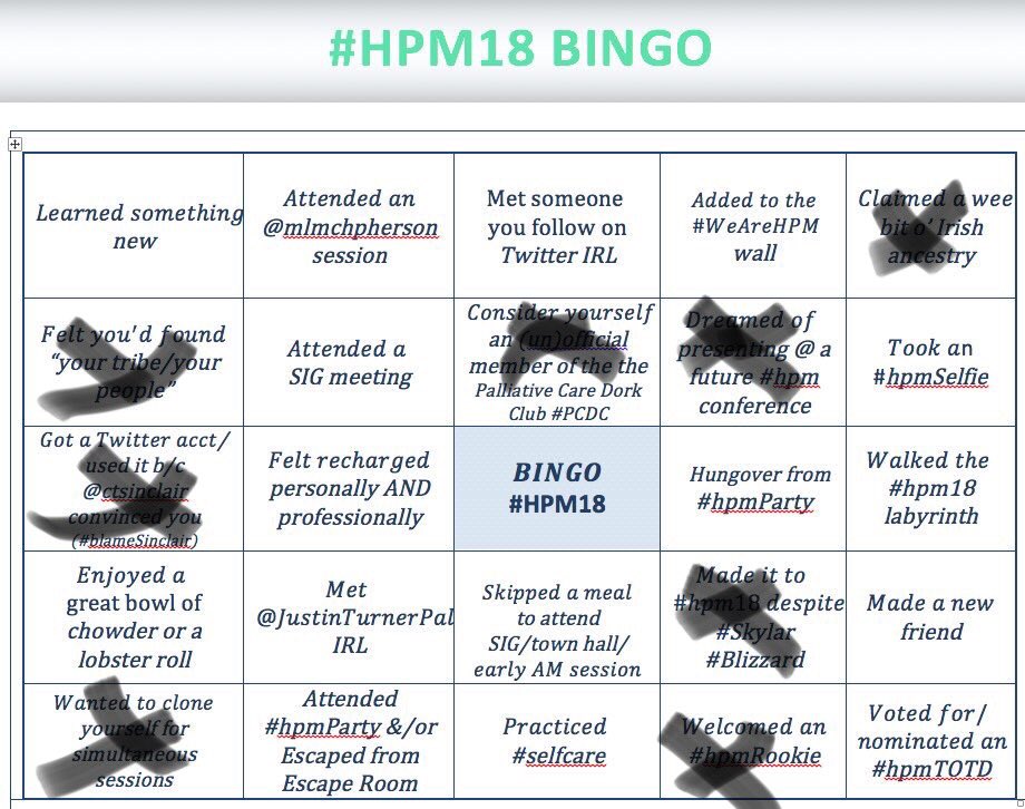 Docgabby35's tweet image. Starting on my #hpmBingo late but not too bad so far #hpm18 #AAHPM18 #hpm