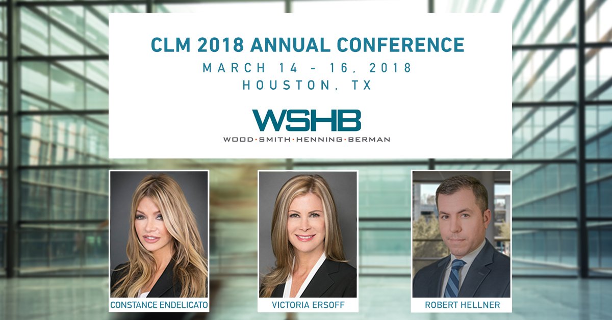 Don’t miss our WSHB partners speaking at the CLM Annual Conference in Houston this week! #CLM2018