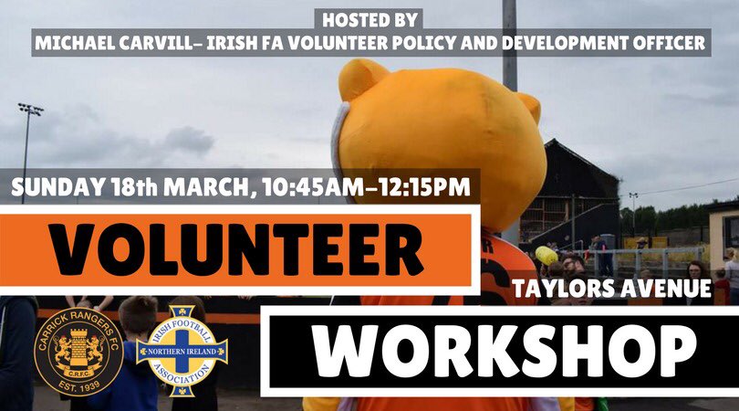 CRFCAcademy's tweet image. Join us this Sunday for our Volunteer Development Presentation from @Carvill88 @IFAFootballDev at "The Dugout" @Carrickrangers and learn how You can help take Your Football Club to the next level.This is a very informal event &amp;amp; we look forward to seeing you all! 🔶◾️🔶 @mea_bc