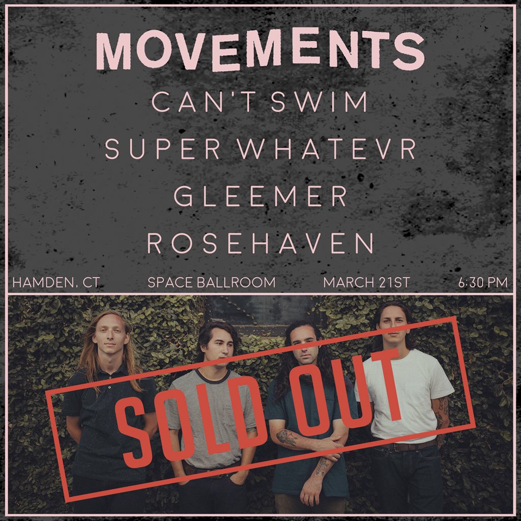 rosehavenCT's tweet photo. We’re playing a SOLD OUT show next week alongside @movementsCA, @GleemerBand, @cantswim_, and @superwhatevr. Doors are @ 6:30. Get there on time to help us welcome some fantastic bands into our home. https://t.co/1D4jrvG9pQ
