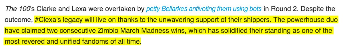 komleksakru's tweet photo. @InfoBellarke @JRothenbergTV @cwthe100 @DrLawyercop @timscanlan @MisElizaJane @TheCW So that's where your paid-for bots went after cheating #Clexa out of a poll, only to get kicked out in the next round - you were busy creating artificial views π
Hope you didn't miss our little shoutout (fixed and highlighted for accuracy) #RespectClexa #RespectLGBTFans π³οΈβπ https://t.co/YD4WSHg1XR