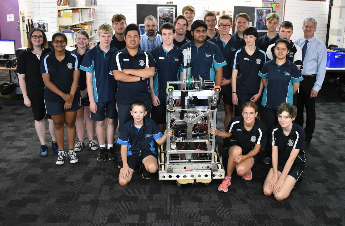 77Hawksley's tweet photo. “The Collective” off to Sydney to compete in the FIRST Robotics Competition 2018, good luck kids 👾🤖 https://t.co/lNjX7UD0Ds