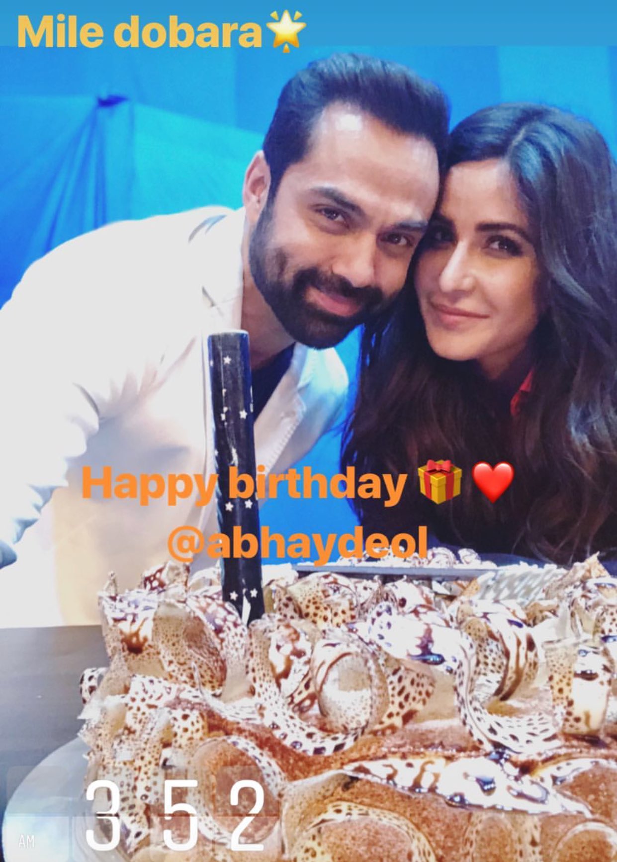 Katrina Kaif wishes Abhay Deol happy birthday on her Insta story.    Mile dobara  