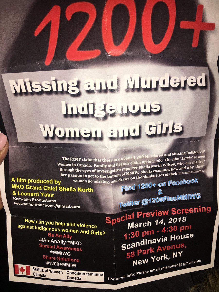Gailhbc's tweet photo. What a thought provoking, challenging documentary. There are so many layers. Thank you for sharing this reality with us @1200plus. #MMIWG #1200Plus #UNCSW62 @CanadianLabour #ETFO https://t.co/ch5nYqwMD7