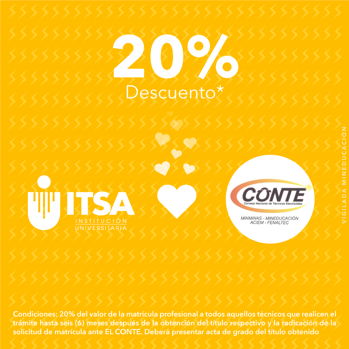 UniBarranquilla's tweet photo. ¡Atención #EgresadoITSA! Recibe el 20 % de descuento en el valor de la matrícula profesional. Gestiona el trámite en nuestra Unidad del Egresado 👉 egresados@itsa.edu.co. #TuUDistrital #SomosEducaciónSuperior https://t.co/o5NFd0kaIL