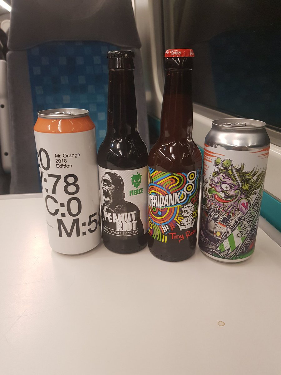 LokaPollyJimmy's tweet photo. A few decent train beers from @BrewDogBirm cheers burger was bob on too ! https://t.co/O6efuyQLgZ