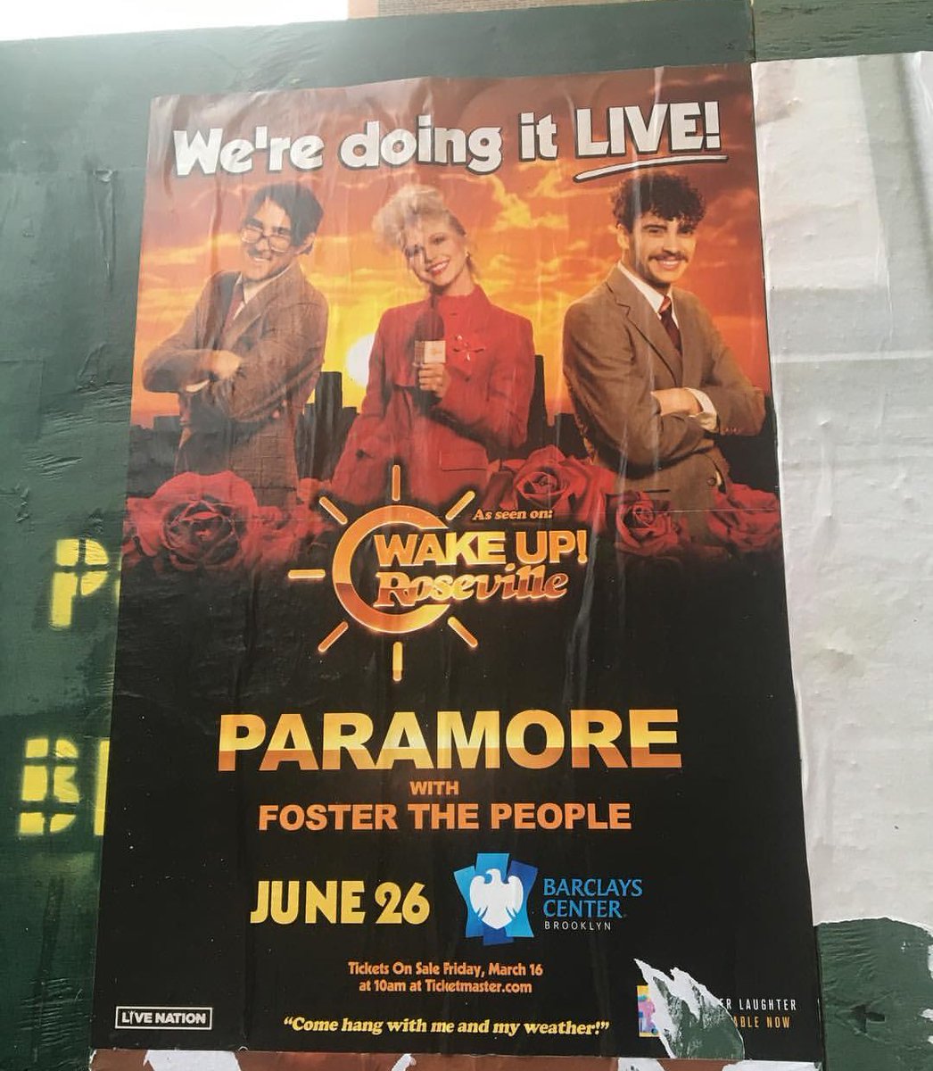 paramoremusicom's tweet photo. "Come hang out with me and my weather!" - @paramore invites you to join them (and @fosterthepeople) on #Tour5 this summer! 📸 hashtagpopcukture and silviasellout/IG @yelyahwilliams @zacfarro @itstayloryall https://t.co/vn5T1eBeSY