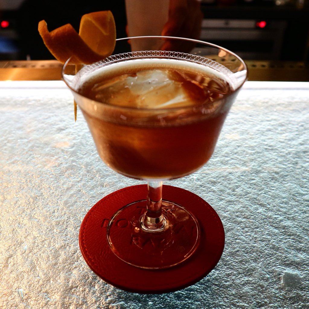 Simonbartender's tweet photo. Go check out the newly refurbished @Browns_Hotel and ask the main man Luca to make you a tasty beverage. This was stirred with @sazeracrye , ratafia, @CampariUK , a dash of apple juice and few muddled coffee beans. Odd combination for an ultra tasty bevvie, daaaamn son! https://t.co/d2FPY4uMjr