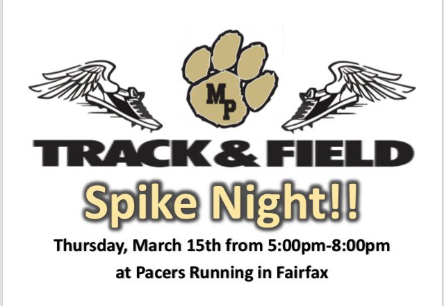 WebbRun1's tweet photo. Please come out and support the Manassas Park High School Track Team for our Spike Night fundraiser at @runpacers in Fairfax Thursday, March 15th from 5-8pm! All you have to do is show up and buy stuff!! @pacethenation @RunWashington #MPtrack #ForEveryRun https://t.co/4IwBV1LrCj