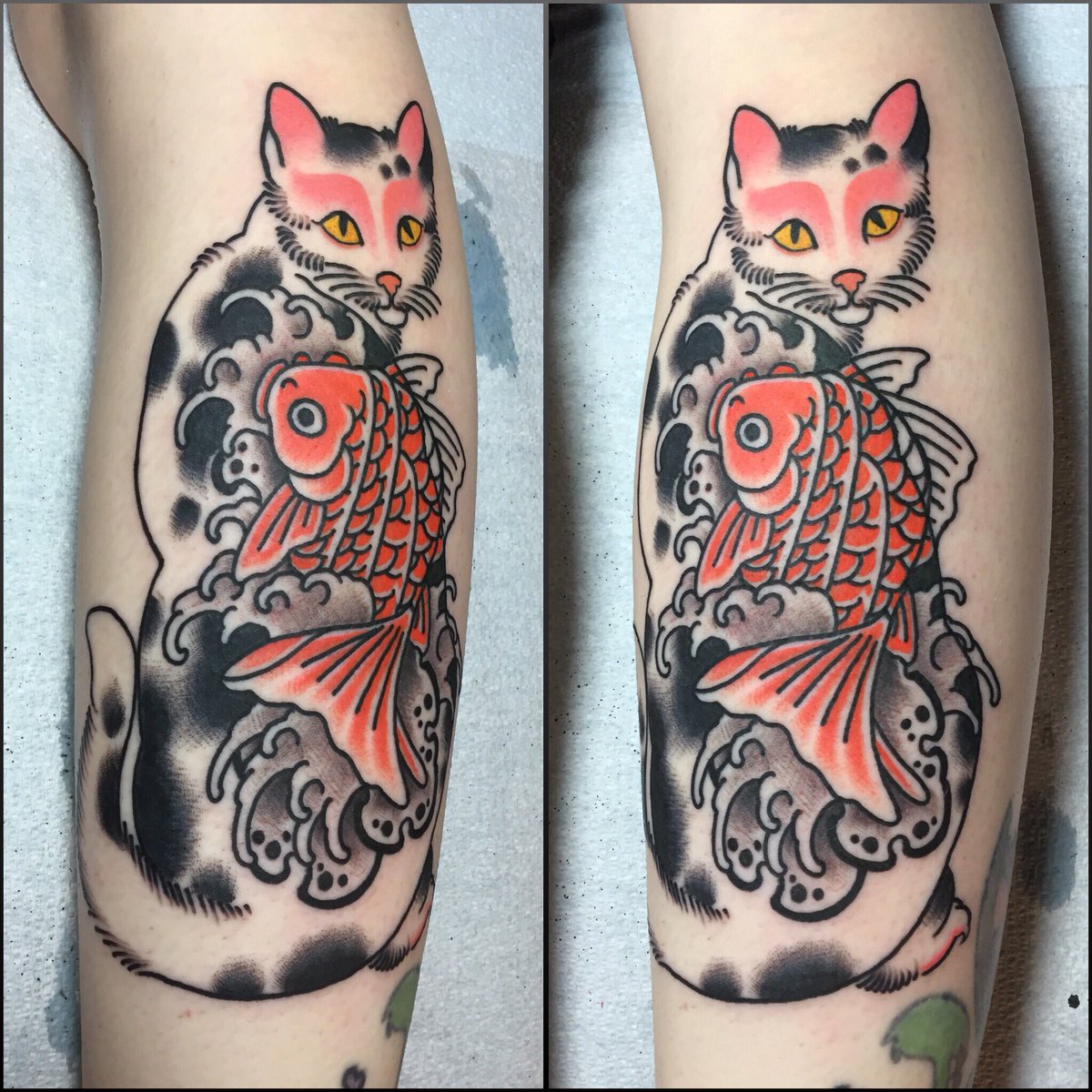 Rising Wave Tattoo First Time Jonesyrisingwav Got To Do His Rendition Of A Monmon Cat Thank You So Much Katie Scranton Nepa 570 Tattoo Japanese Traditionaltattoo Irezumi Monmon Cat