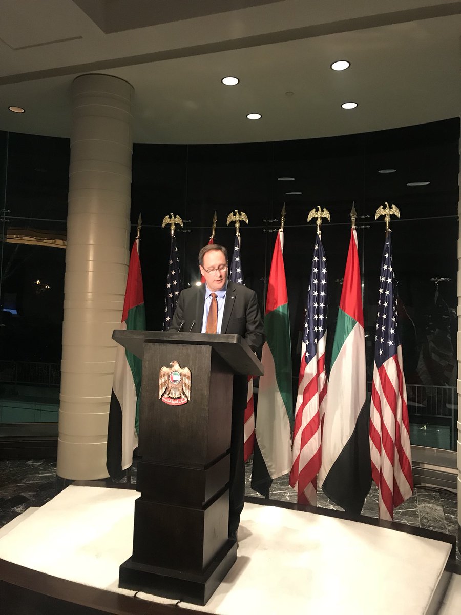 USUAEBizCouncil's tweet photo. Robert Lightfoot @NASA outlines the history of #UAEUSA #space relations. NASA and @MBRSpaceCentre partner to find and train the next generation of Emirati astronauts @UAEUSAUNITED @HopeMarsMission @UAEEmbassyUS #marssciencecity https://t.co/Dgvz25pN86