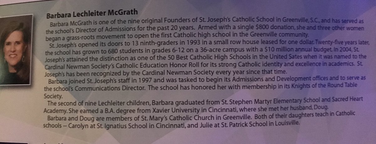 Thank you <a href="/CEF_LOU/">Cath Educ Found</a> !!!! Great night! Congrats Barbara Lechleiter McGrath!!! SSM Alumni doing great things!!!!!