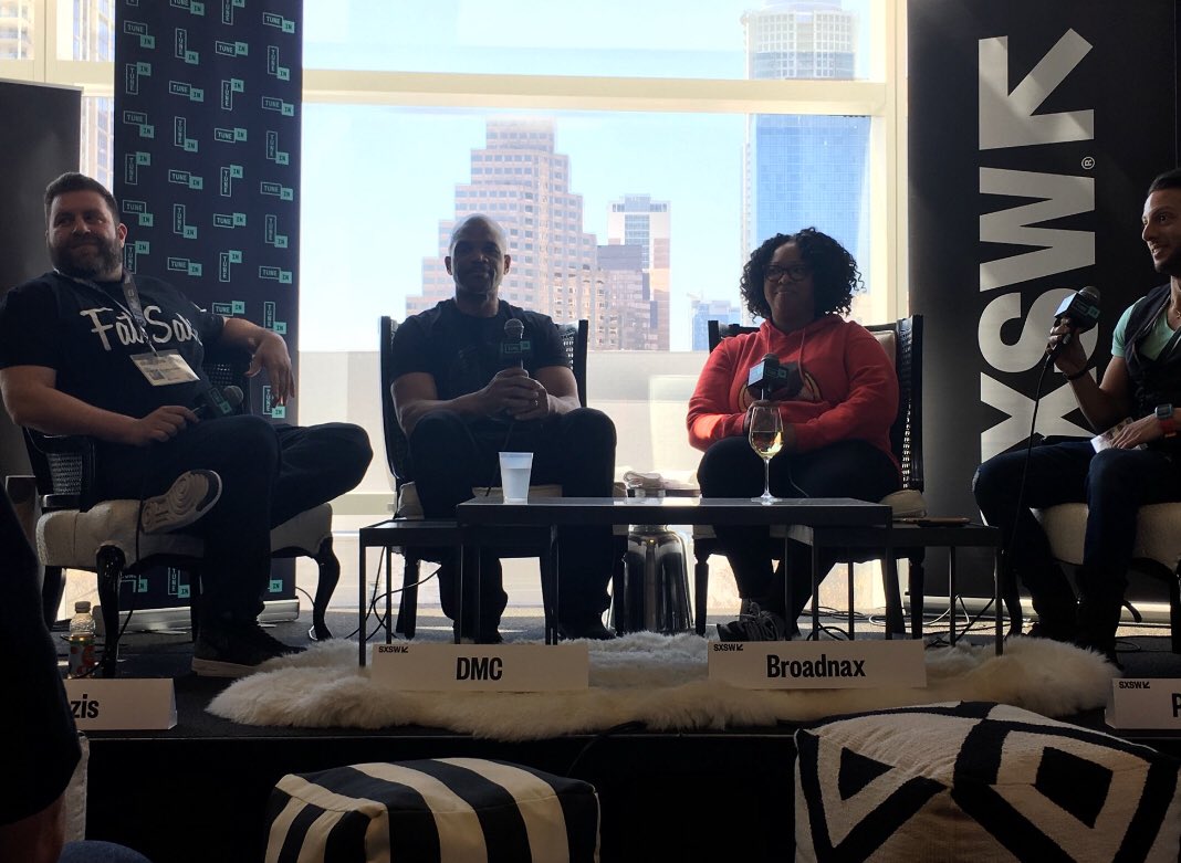 BGNPodcast's tweet photo. Podcasting with a glass of wine and DMC was soooo dope! #SXSW #TUNEINatSXSW https://t.co/Zjv7Y6cKgS