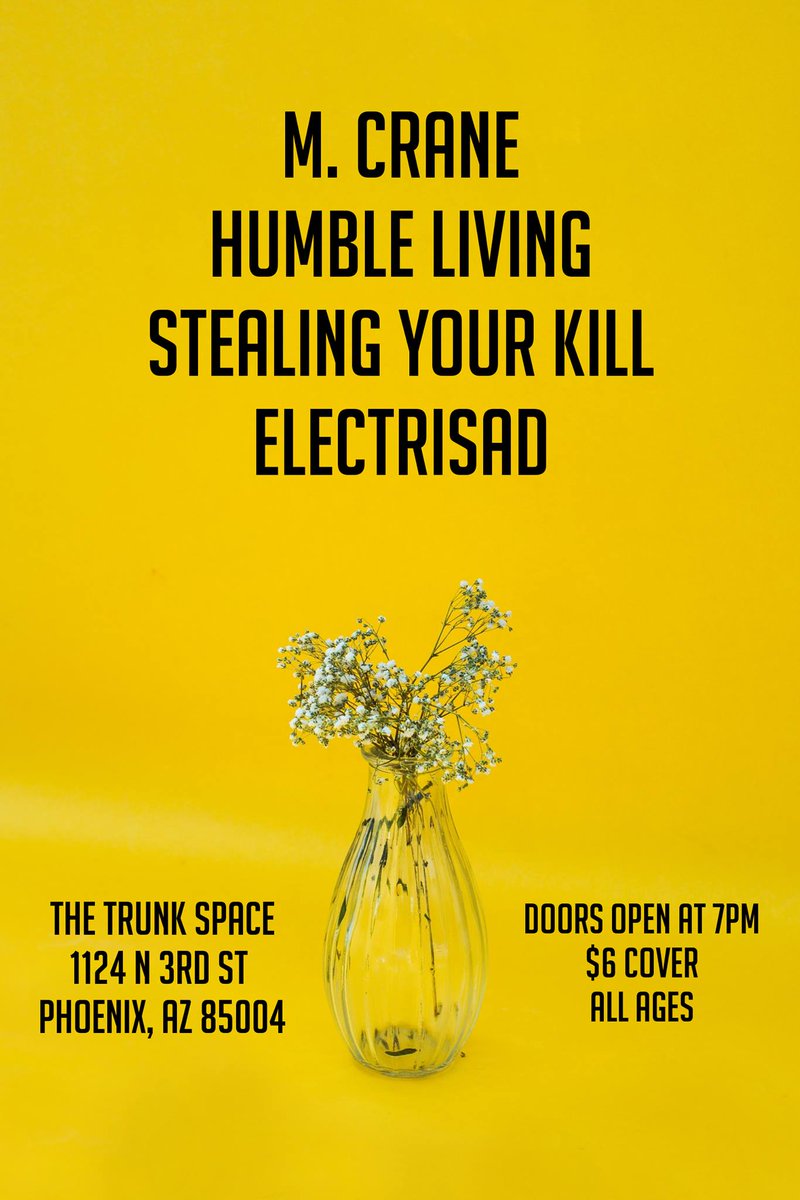 Our next show will be at <a href="/thetrunkspace/">The Trunk Space</a> with M. Crane from Tucson and Humble Living!